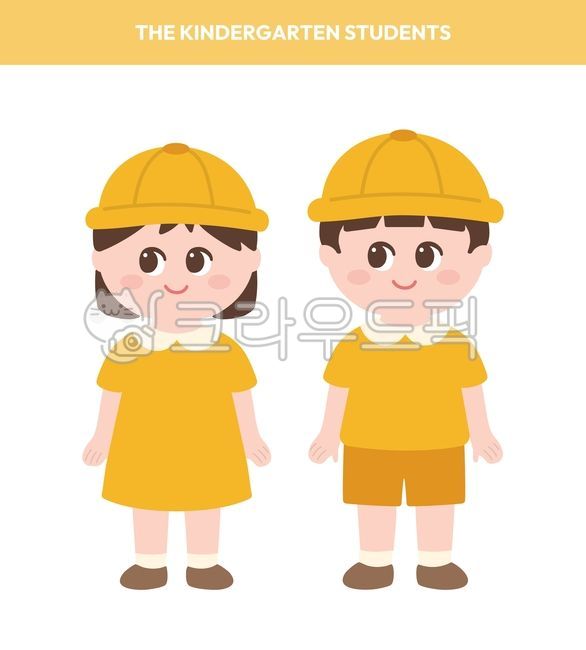 Kindergarteners,toddlers,kindergarten uniforms,cute children,boys and girls,yellow uniforms,children's characters,kindergarten illustrations,early childhood education,children going to school,children in school uniforms,education illustrati