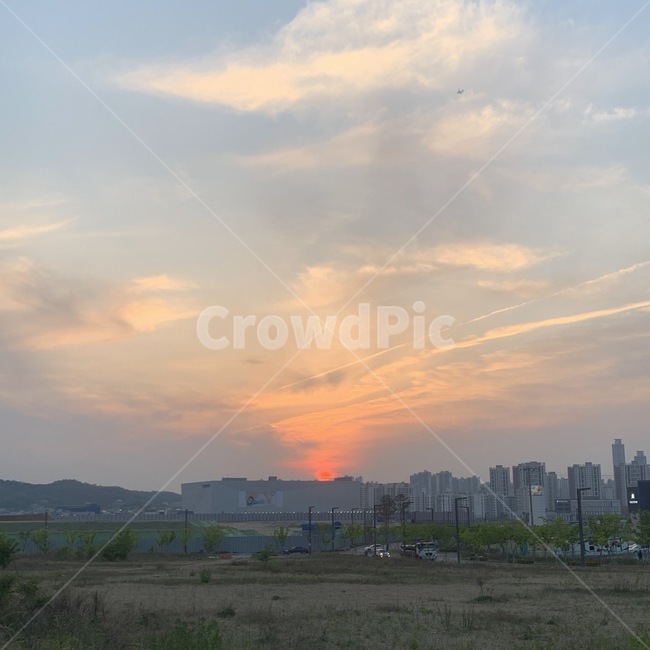 노을,하늘,구름,초저녁,도시