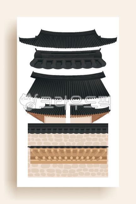 한옥지붕,한옥지붕세트,전통,한국,한국전통,한국문화,동양,민속,한옥,지붕,담,한옥담,기와