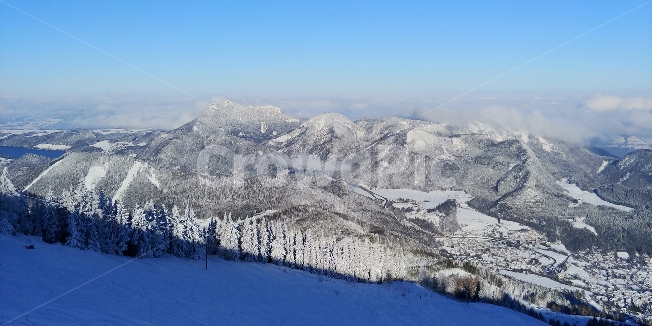 겨울,산,눈덮인,파란,등산