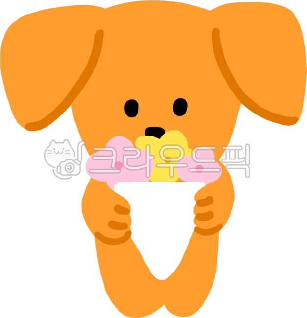 멍멍이,반려견,강아지,반려동물,댕댕이,개,캐릭터,일러스트,그림,이모티콘,귀여운,아이콘,동물,갈색,친구,닥스훈트,소형견,아이,선물,기념,생일,꽃,꽃다발,서있는,주는,행사,기념일,파티,오렌지색,작은,전달,배달,flower,dog,cute,orange,드로잉