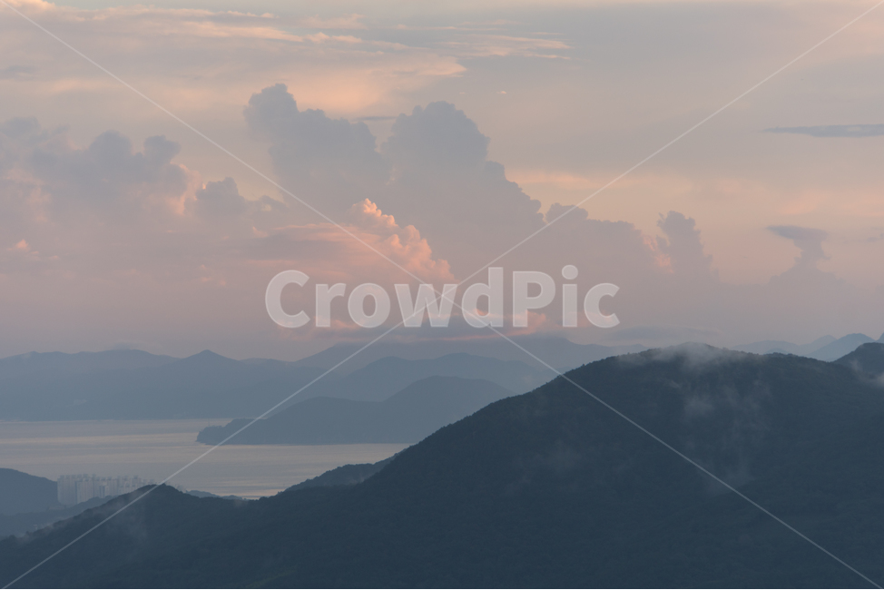 일몰,산,빛,구름,황령산,자연,풍경,nature,landscape,weather,날씨,outdoors,옥외,mountain range,산맥,mountain,cumulus,적운,cloud,sky,하늘