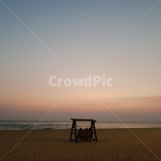 아침,바다,일출,흔들그네,해변