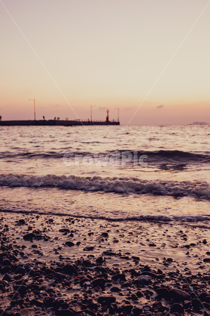 바다,파도,자갈,해변,노을,일몰,부두,해변,바다,beach,sea,등대,lighthouse