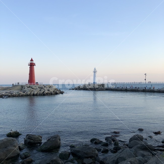 부산,청사포,등대,바다,돌,하늘,노을,풍경,등대,lighthouse