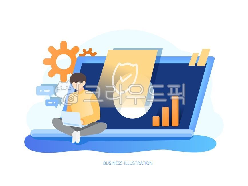 일러스트,비즈니스,보안,개인정보,온라인,네트워크,컴퓨터,노트북,pc,메신저,차트,그래프,모니터,방패,안전,톱니,유저,인터넷,메세지,메일,채팅