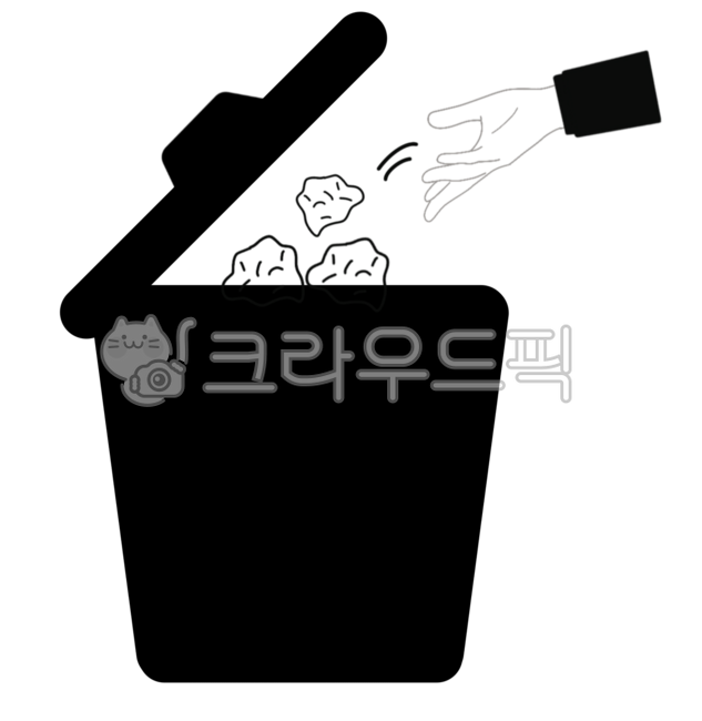 쓰레기,쓰레기통,휴지,휴지통,픽토그램,아이콘,icon,디자인,검은색,검정,누끼,일러스트,버리는,wastebasket,디자인소스,throwaway,illustration,손,손동작,손그림,쓰레기버리는