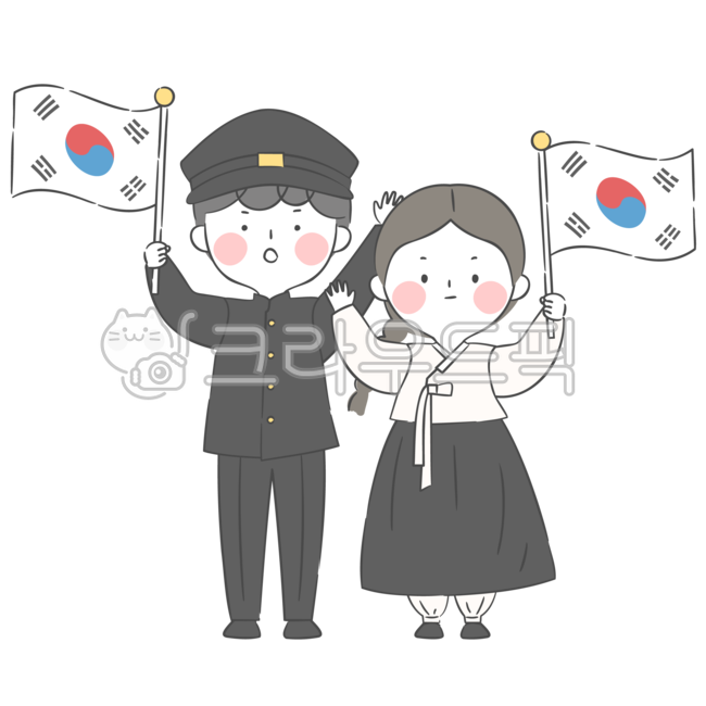 flag,student,Independence Movement Day,Verse 31,national holiday,comic book,Liberation Day,youth,independence movement,uniform,korea,Independent,character,Korean Flag,Han bok,illustration,hurray,love of country,fight
