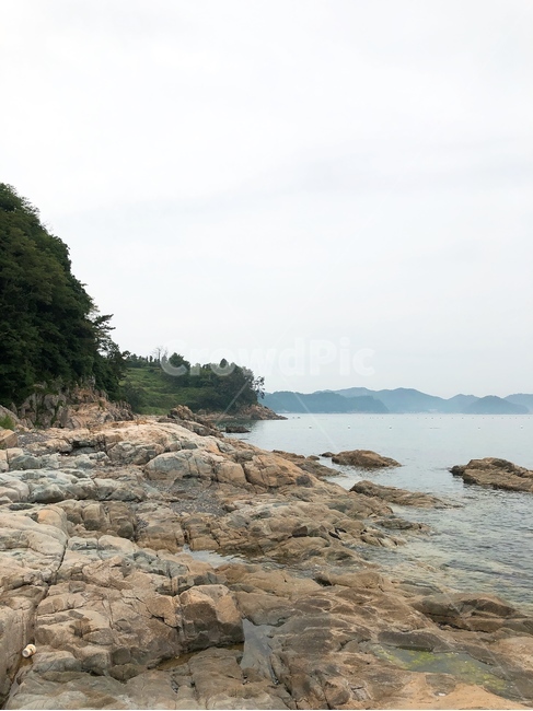 해안가,해안지형,돌,바다,풍경,배경