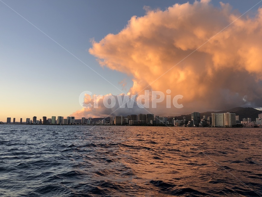하와이,일몰,하와이풍경,하와이바다,휴양지,바다,도시,풍경,city,landscape,weather,날씨,nature,자연,outdoors,옥외,cumulus,적운,cloud,구름,sky,하늘