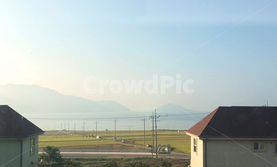 필름사진,힐링,마을,동네,고요,차분함,봄,시골,논,시골,마을,풍경,landscape,country,rural,town