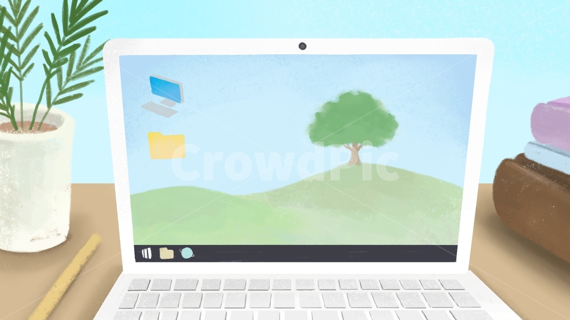 노트북,컴퓨터,바탕화면,pc,keyboard,laptop,electronics,전자제품,hardware,하드웨어,일러스트,그림,화분,책상,정보통신기술,전자기기,전자제품,it,information,technology,electronic equipment