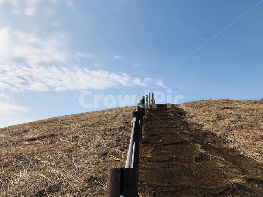 하늘,울타리,갈대,겨울,구름,언덕,정상,계단,햇빛,sky,fence,reed,winter,cloud,stair,hill,top,자연,풍경,nature,landscape,slope,경사