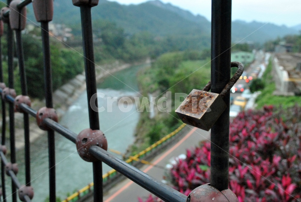 난간,자물쇠,아웃포커스,banister,handrail,lock