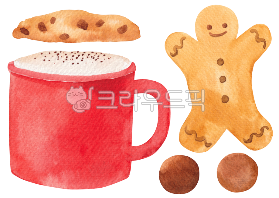 일러스트,일러스트레이션,드로잉,그림,수채화,수작업,손그림,크리스마스,성탄절,겨울,시즌,자연,식물,꽃,포인세티아,나뭇잎,열매,나뭇가지,잎,초록색,녹색,빨간색,watercolor,illustration,painting,hand,drawn,christmas,xmas,winter,season,food,dessert,cookie,gingerbread,sweet,chocolate,cup,cocoa