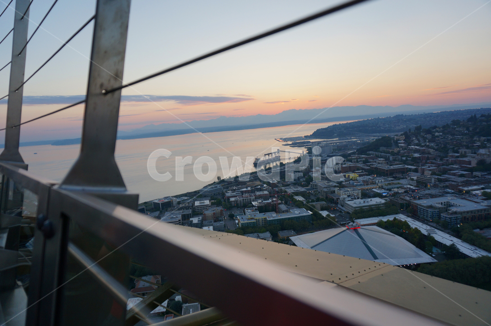 씨애틀,타워,sunset,sky,sea,landscape,evening,clouds,horizon,seattle