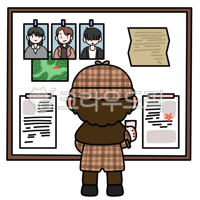귀여운,귀여움,귀염,깜찍,그림,일러스트,탐정,추리,사건,사건보드