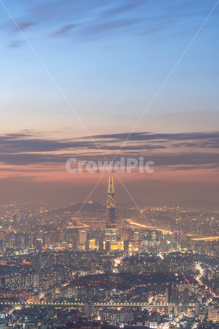 night view,sky,city,Lotte Tower,night,city night view,seoul,korea,sight,cityscape