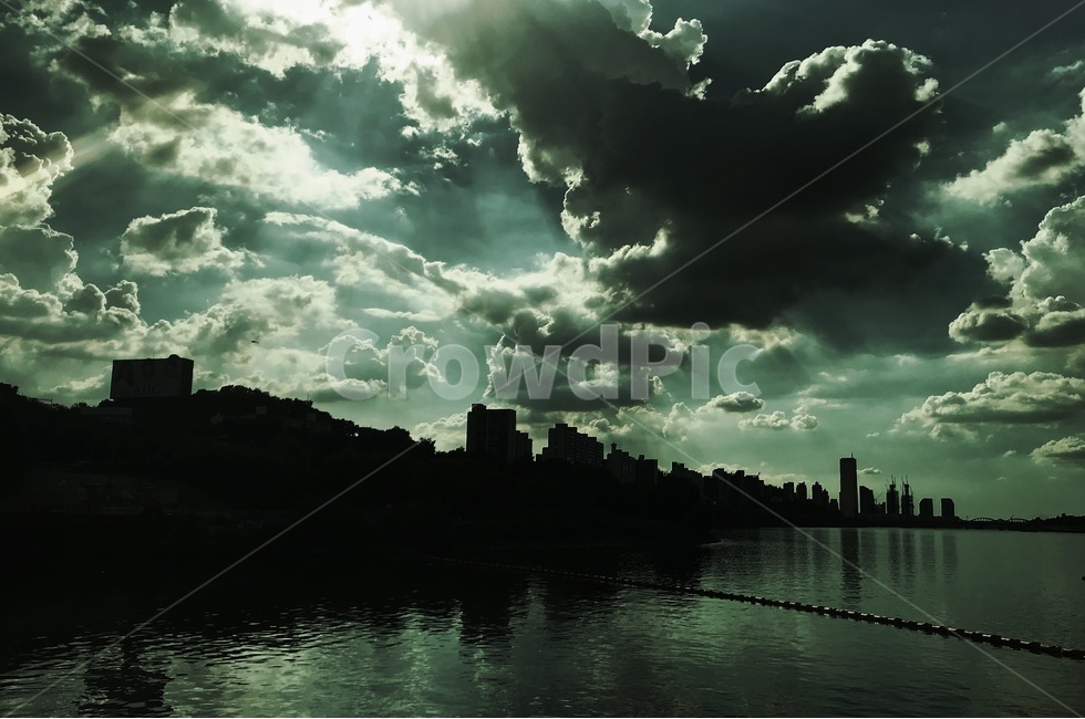 skyline,cloud,sunset,hanriver,bw,오후,하늘,구름,도시,풍경,city,landscape,실루엣,그림자,silhouette,shadow,weather,날씨,nature,자연,outdoors,옥외,cumulus,적운,sky