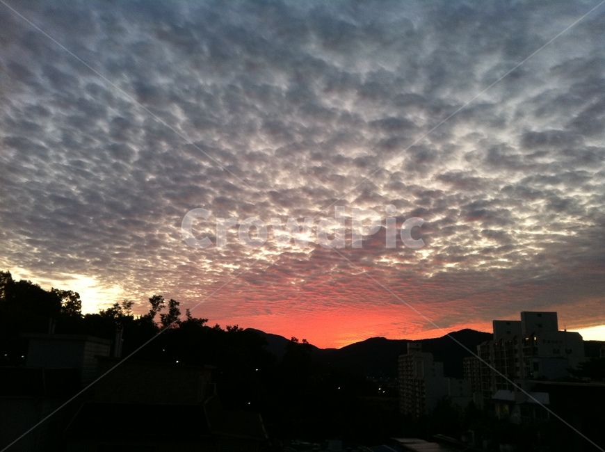 구름,하늘,역광,석양,노을,새털구름,자연,풍경,nature,landscape,outdoors,옥외,sunset,일몰,red sky,붉은 하늘,sky,dusk,황혼,dawn,새벽