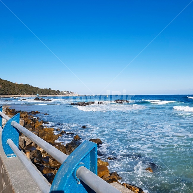 바다,파도,구름,하늘,자연,블루,난간,handrail