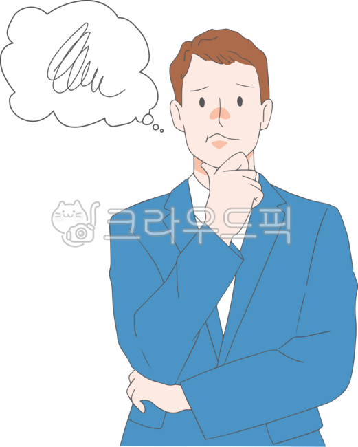 생각, 남자, 표정, 일러스트, 비즈니스, 사진,이미지,일러스트,캘리그라피 - 자자yes0909작가