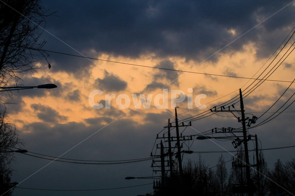 구름,실루엣,전봇대,하늘,노을,자연,풍경,nature,landscape,산업,industry,industrial,에너지산업,energy industry,cable,케이블,power lines,전력선,electric transmission tower,송전탑