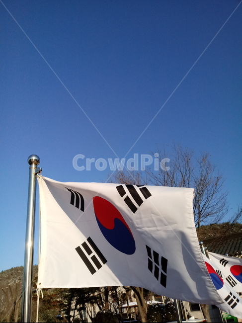옥외,태극기,국기,깃발,하늘,국기봉