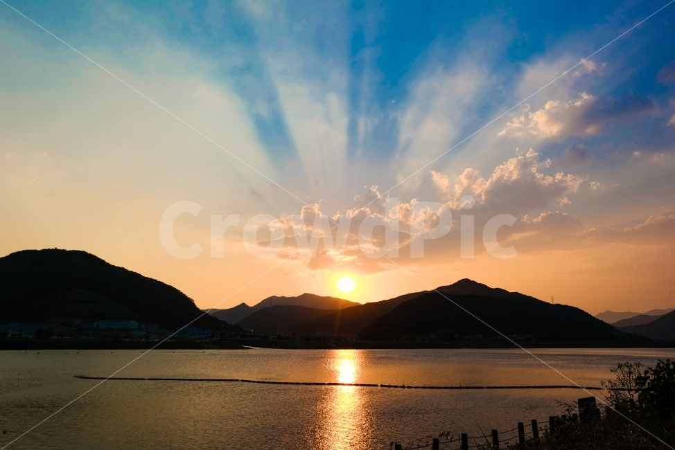 cloud,sky,light,sunset,Nakdong River,river,champaign,shine