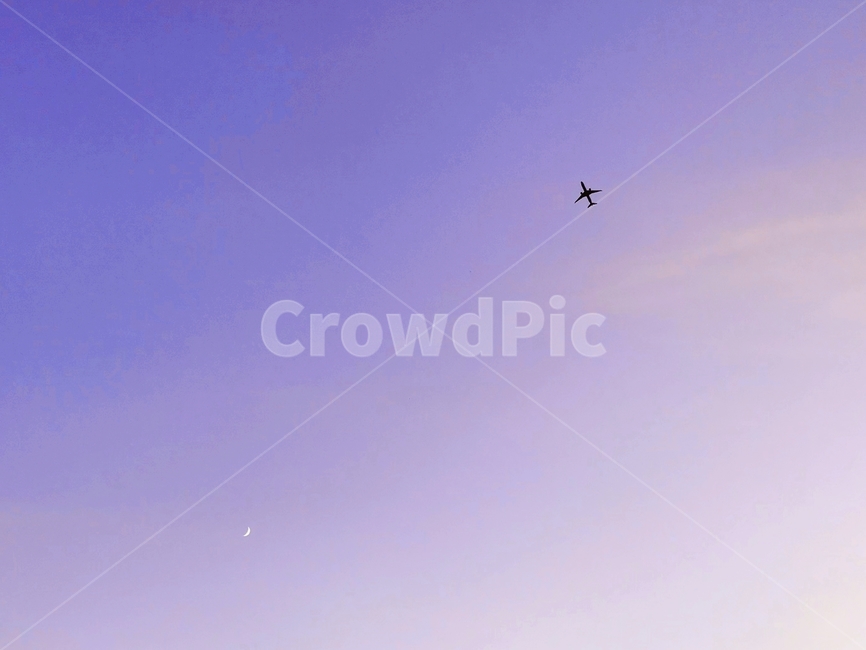 하늘,달,비행기,sky,moon,plane