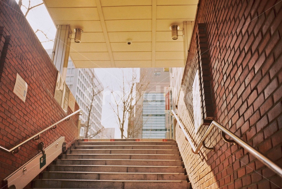 지하철,출구,계단,벽돌,배경