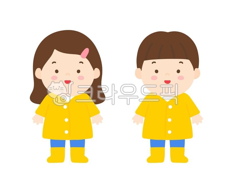 우비,우비입은아이,장화,레인코트,우비소년,우비소녀,어린이,캐릭터,유치원생,우비옷,장마,꼬마,귀여운아이,일러스트,삽화,illustration,graphic,노란색,노란장화,노란우비,장마시즌,장마패션,장마어린이