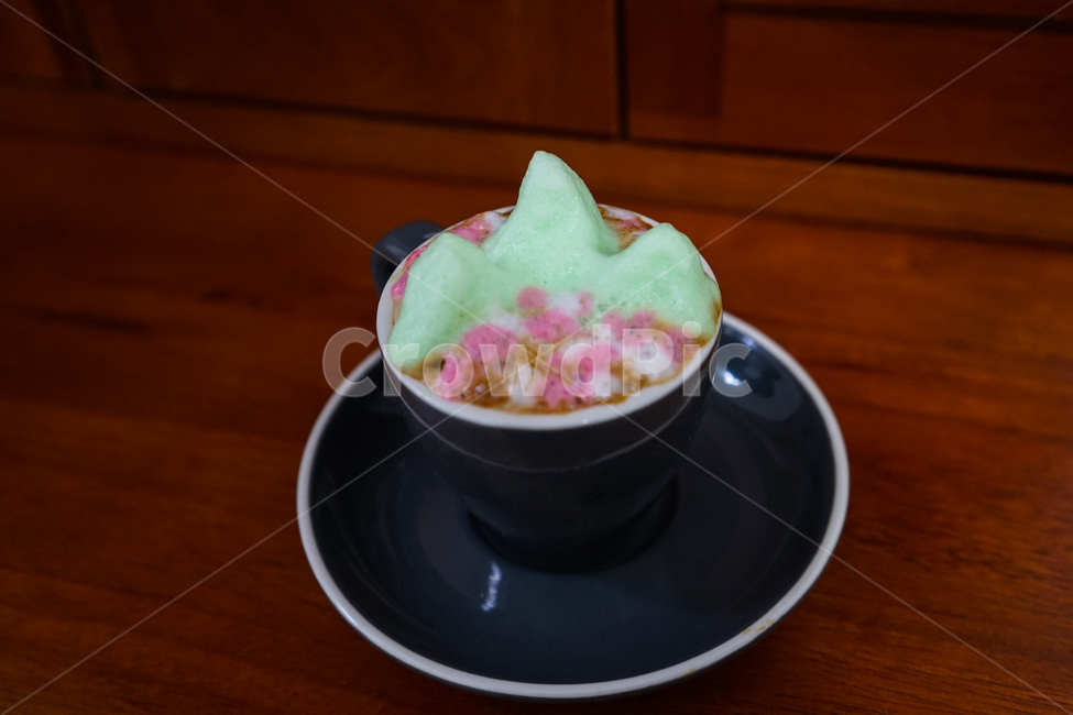 커피,라떼아트,라떼,봄산,산,컵,latte,latteart