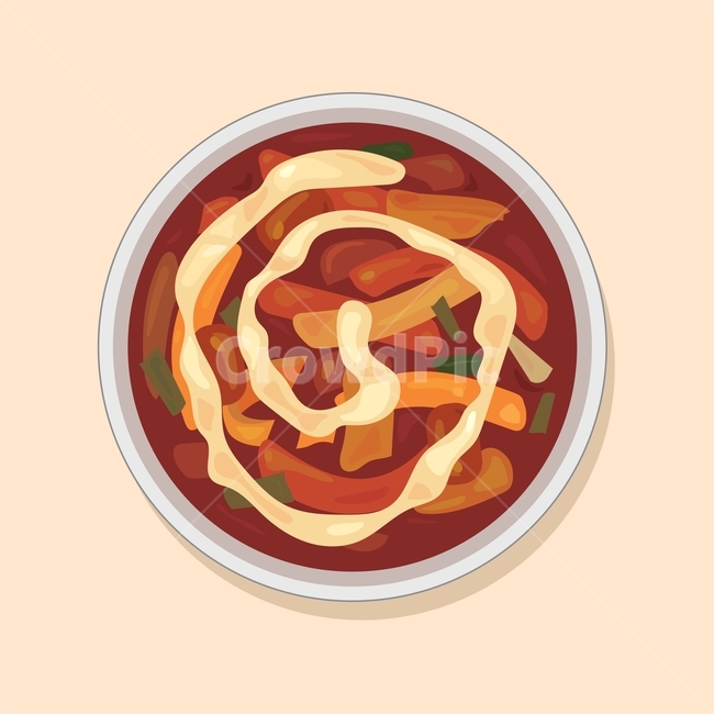 떡볶이,치즈,소세지,일러스트,음식,벡터,디자인소스,한식,매운음식,분식,식사,고추장,그래픽,일러스트레이션,graphic,illustration