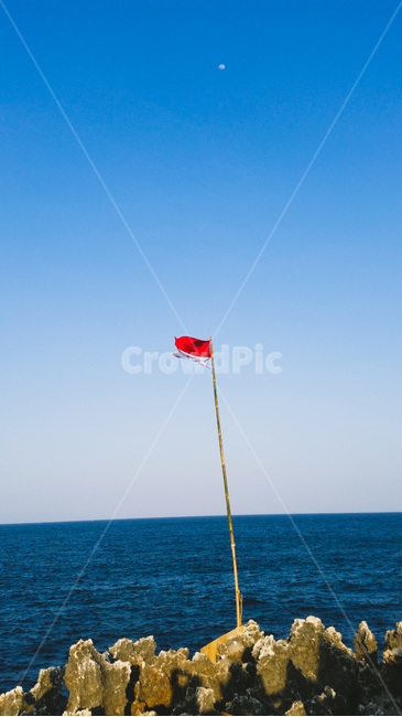 flag,깃발,symbol,상징,인도네시아,indonesia,sea,moon,바다,달,해안가
