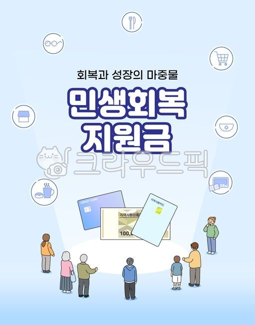 Policy,economy,livelihood stability,local community,subsidies,consumer coupons,recovery,card news,illustrations,high angles,glasses,shopping carts,pharmacies,cafes,stores,academies,icons,people of all ages,men and women,posters