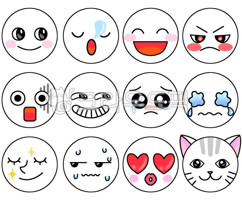 love,expression,somnolence,Cool,sadness,Embarrassment,smile,cold sweat,face,emotion,painting,cat,Emoji,aggro,illustration,circle,emoticon,derision,laugh,situation,surprised