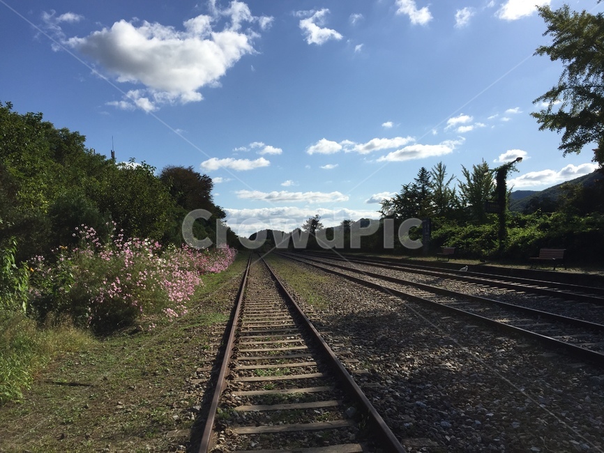 폐역,기찻길,기차역,구름,하늘,기차길,자연,풍경,nature,landscape,transportation,교통,train track,rail,레일,railway,철도