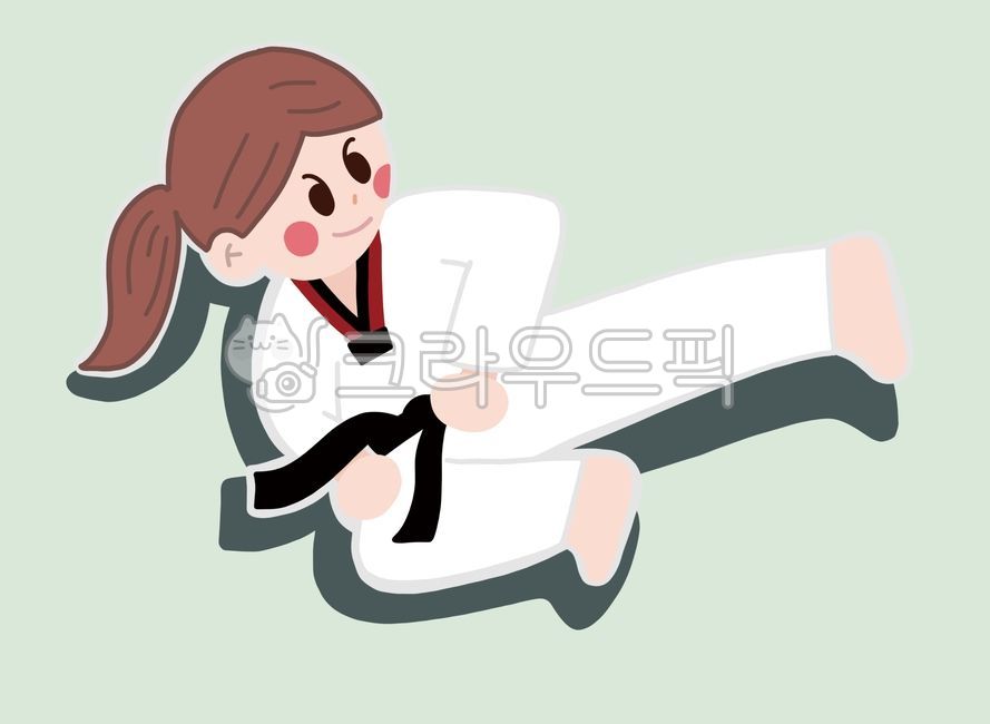 캐릭터,사람,태권도,발차기,날아차기,소녀,도복,유니폼,무술,무예,마샬아츠,검은띠,person,character,일러스트,girl,uniform,sport,martialars,illustration,taekwondo