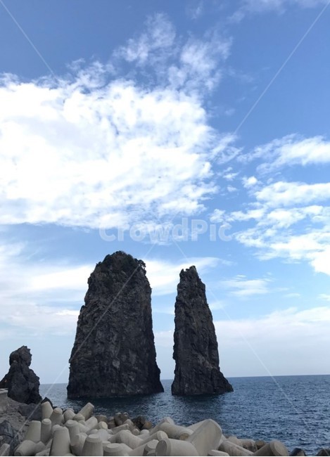 울릉도,바다,바위,삼선암,자연