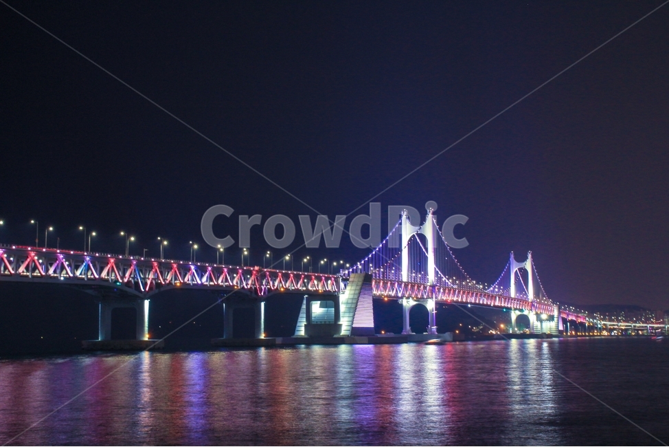 night view,fall,light,Gwangan Bridge,night sea,bridge,lighting,sea