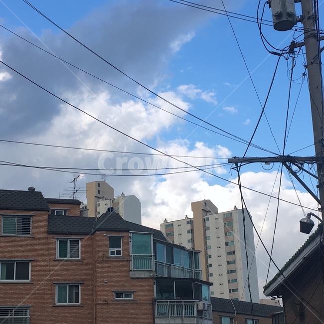 utilitypole,전신주,아파트,하늘,구름