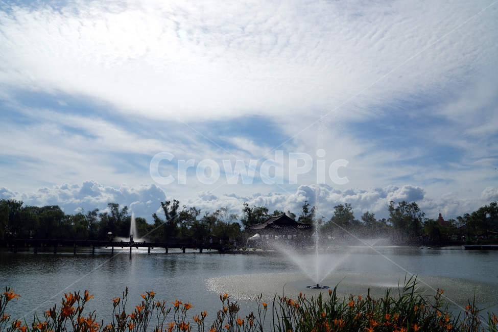 분수,호수,하늘,구름,역광,나무,공원,여름,물,fountain,lake,sky,cloud,backlight,tree,park,summer,water