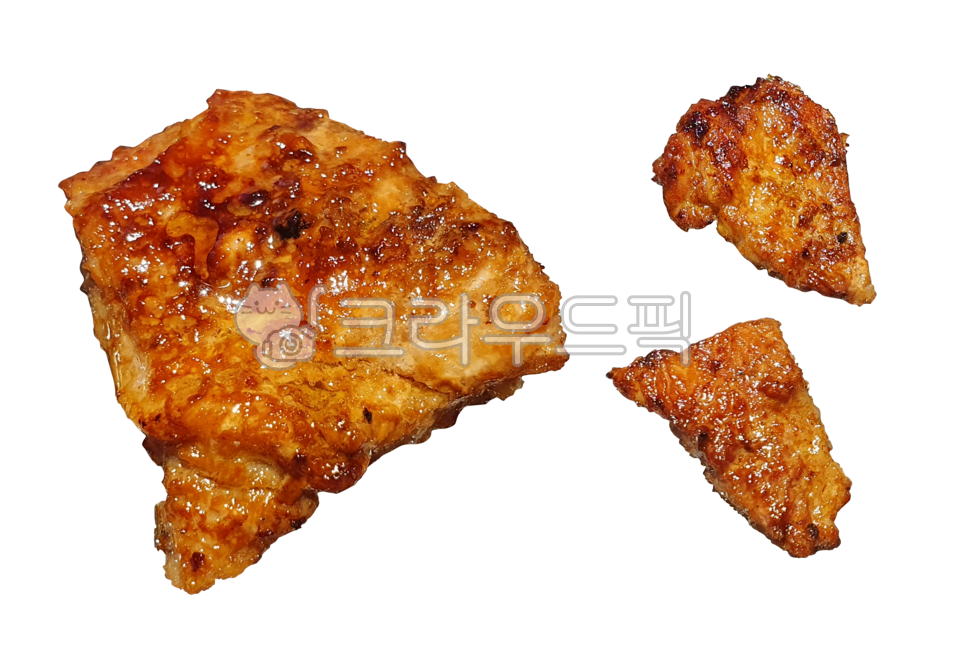 고기조각,구운고기,돼지갈비,돼지고기,노릇노릇,음식,고기