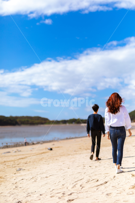 연인,사랑,바다,푸른하늘,해변,해변,바다,beach,sea,사람,인물,인간,human,person,연인,커플,사랑,lover,couple