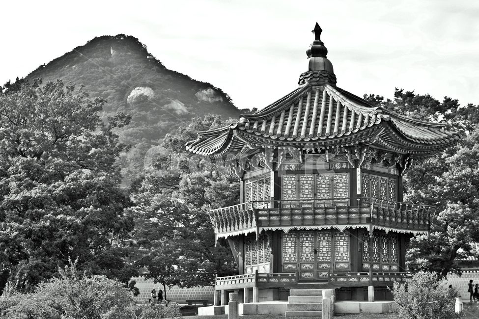 향원정,경복궁,향원지,보물제1761호,취향교,연못,고건축,고종,정자,나무다리,한국전통,한국문화,korean traditional,korean culture,랜드마크,landmark,tourist attraction,한국랜드마크,한국관광지,한국명소,korea landmark,korea tourist attraction,흑백,모노톤,monochrome,black and white,건축물,건물외관,exterior,building,structure,architecture,construction