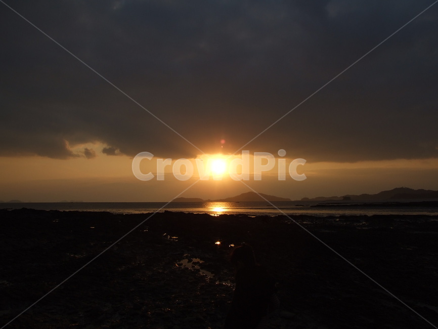 석양,역광,바닷가,하늘,노을,자연,풍경,nature,landscape,flare,플레어,light,빛,sunlight,햇빛,outdoors,옥외
