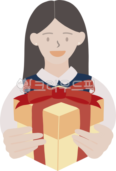 사람,여자,빨간리본,선물을들고있는,선물을안고있는,선물을주다,선물을받다,선물을주는,선물을받는,선물을주고받다,선물,선물상자,선물박스,포장,리본,리본이달린,기프트박스,이벤트,기념일,행사,파티,생일,빨간색리본,노란색박스