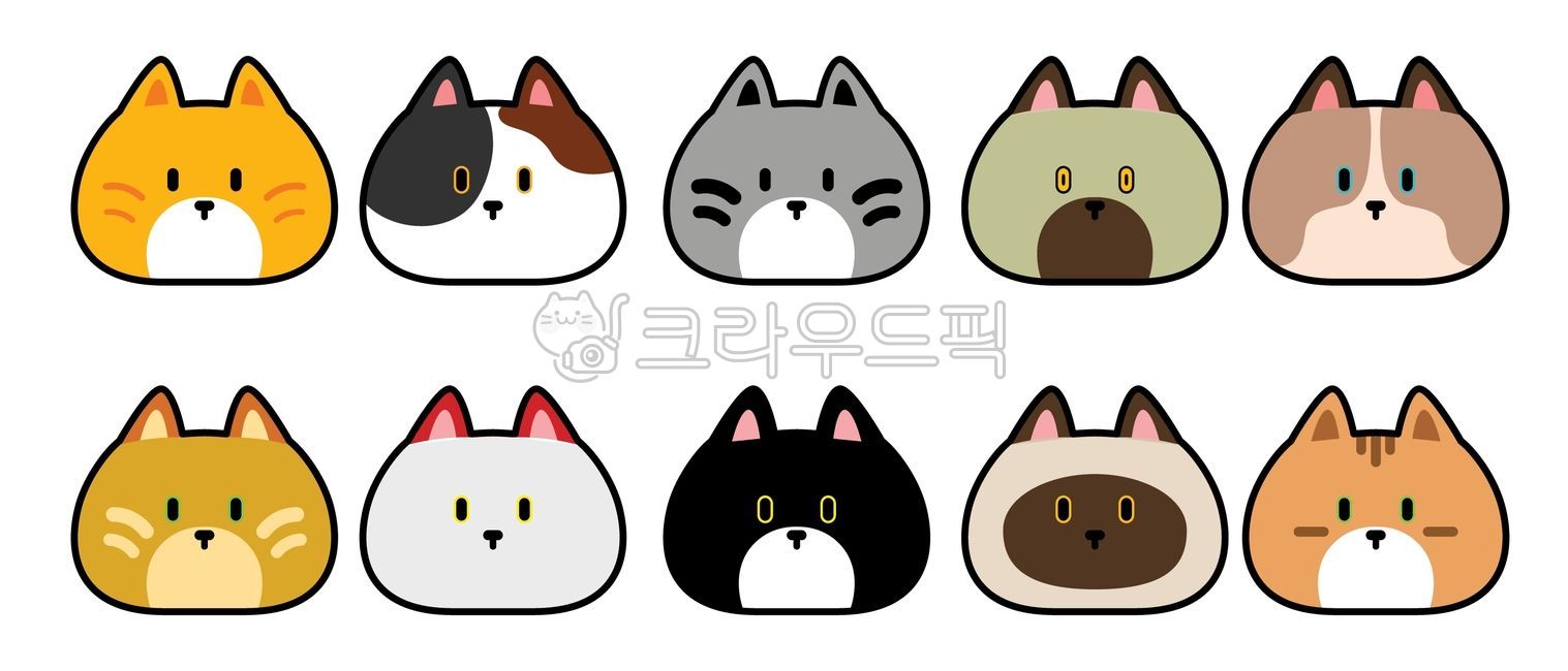 Cat,Illustration,Animal,Face,Cat Face,Simplification,Character,Cute,Cheese Cat,Calico Cat