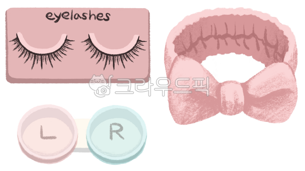 미용,속눈썹,렌즈케이스,세안헤어밴드,일러스트,손그림